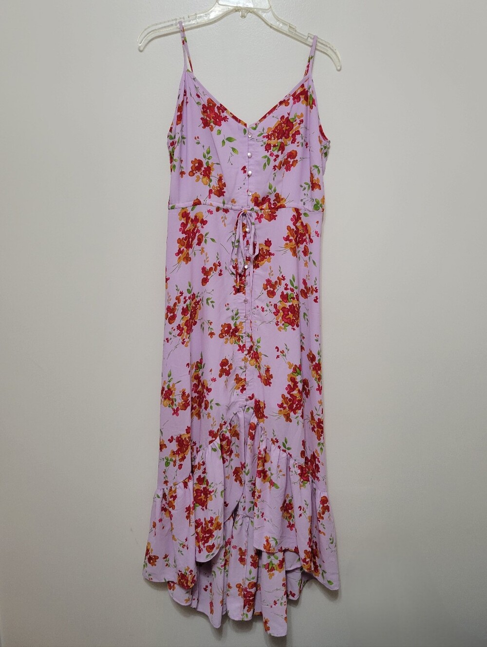 Nanette Lepore Lilac Floral Buttonfront High Low Dress - Picture 2 of 6